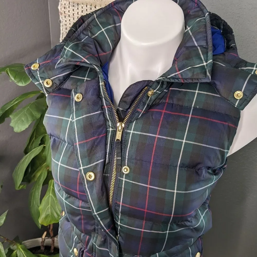 J. Crew Tartan Down Vest XS